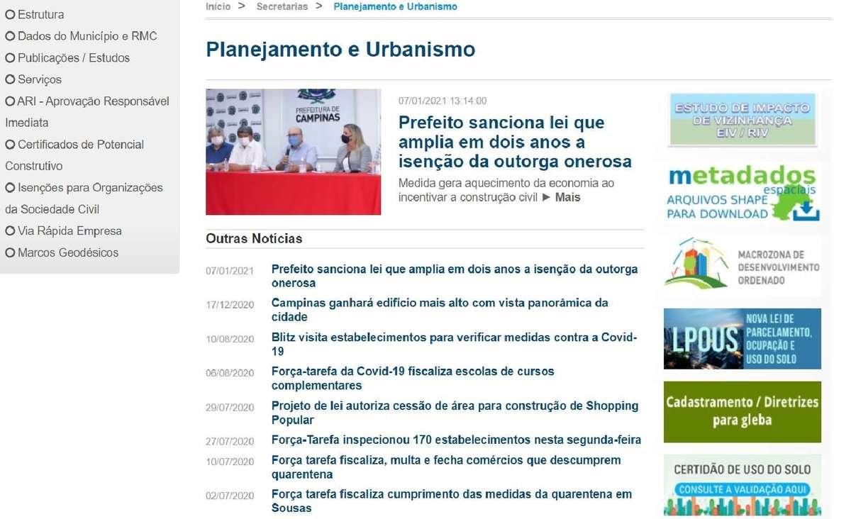 Página atualizada da Seplurb já está no ar no portal da Prefeitura