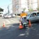 Trecho da Rua General Marcondes Salgado com bloqueio viário