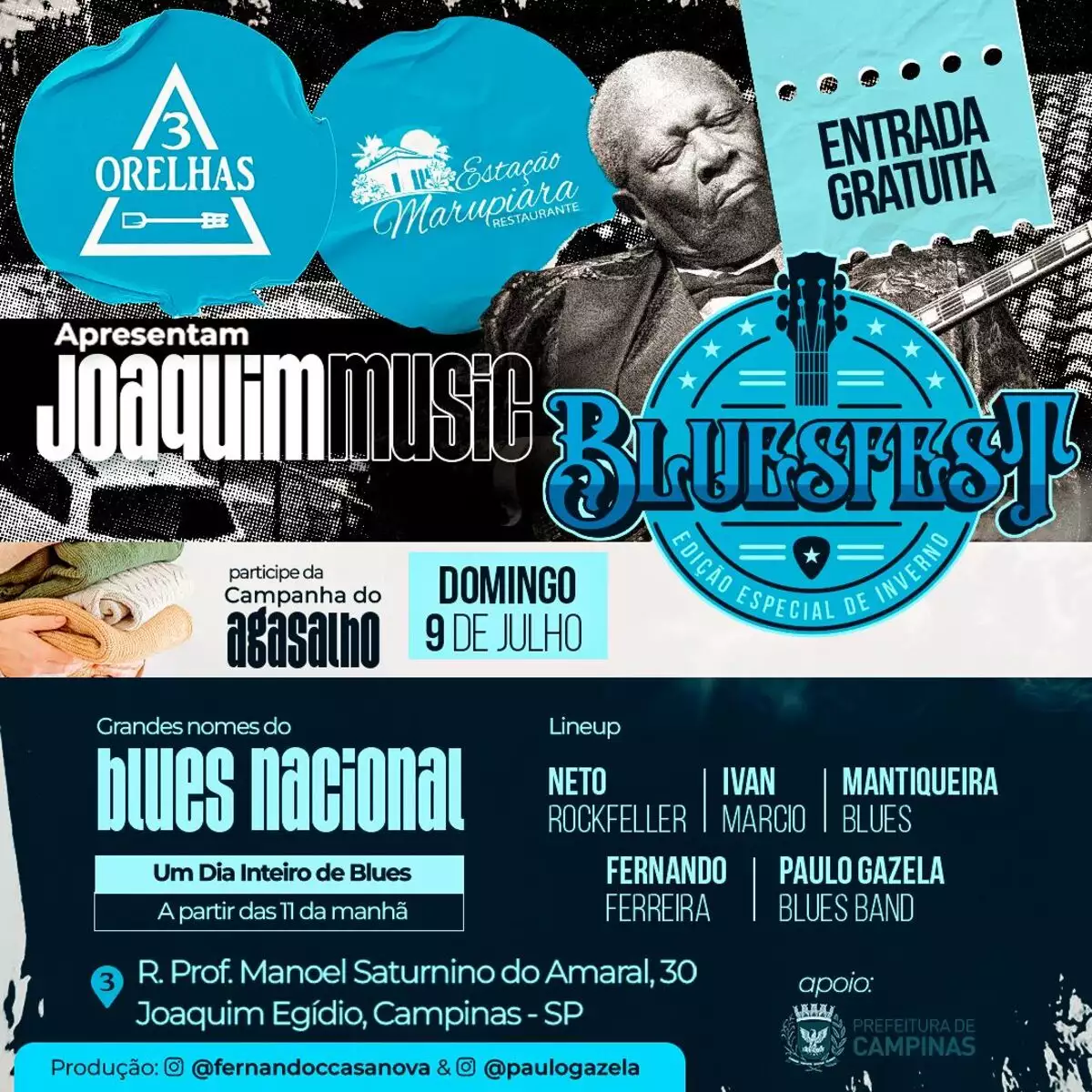 Distrito de Joaquim Egídio terá festival de blues no domingo(9)